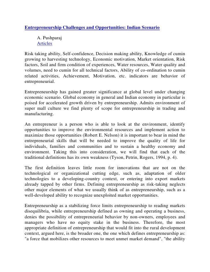 essay on growth of entrepreneurship in india